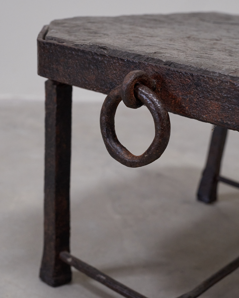 French Iron and Slate side table
