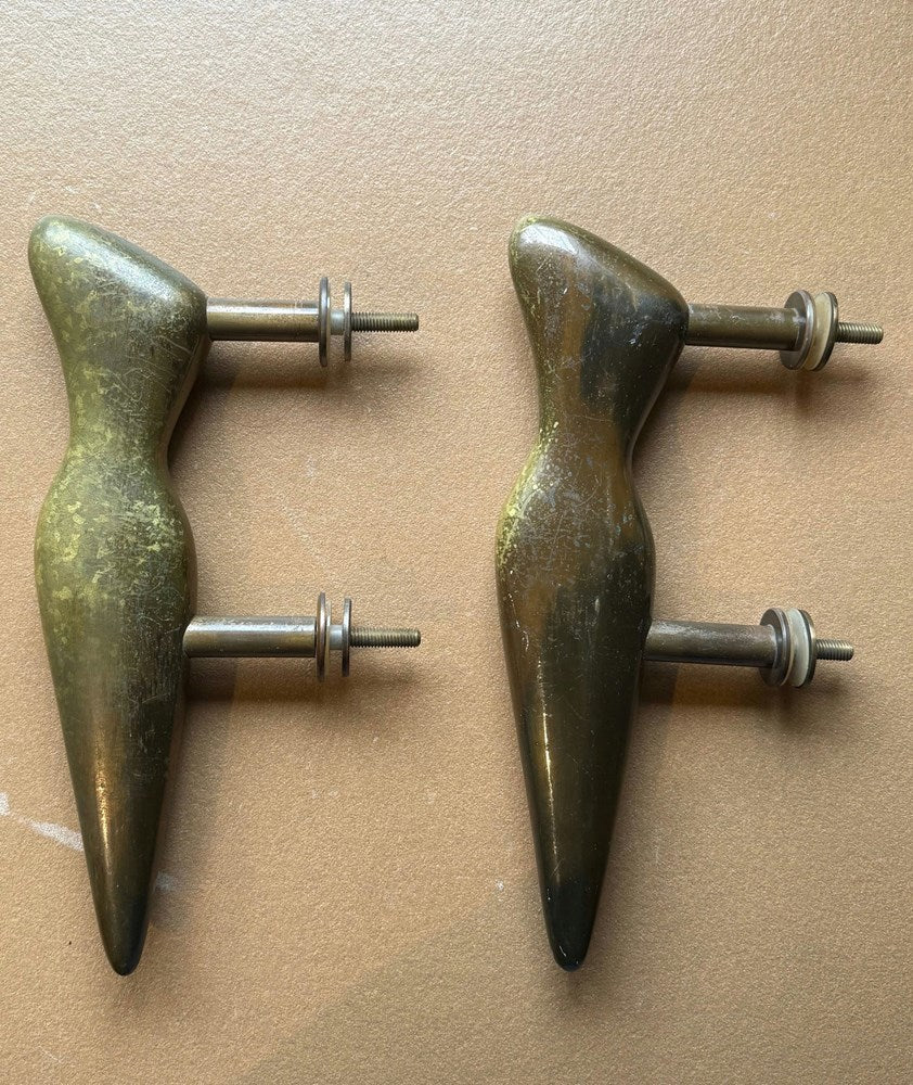 Solid Modernist French Bronze Door Handles