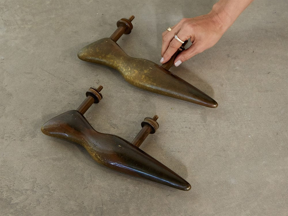 Solid Modernist French Bronze Door Handles