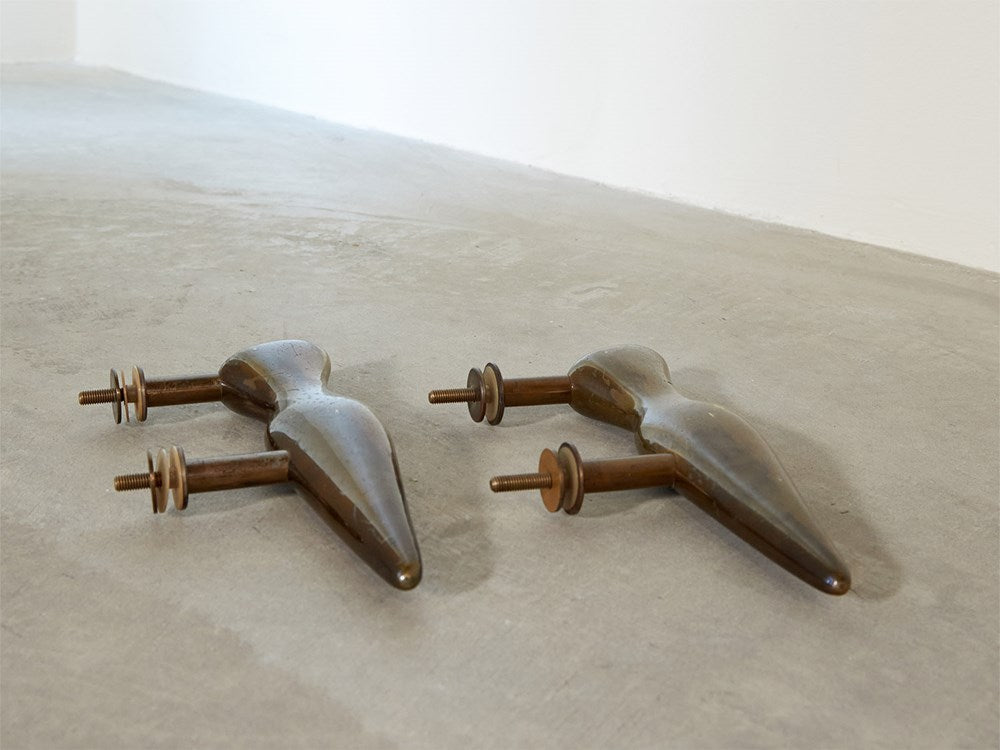 Solid Modernist French Bronze Door Handles