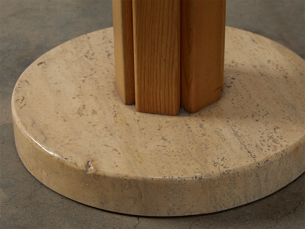 Italian Oak Coat Rack w/ Travertine Base