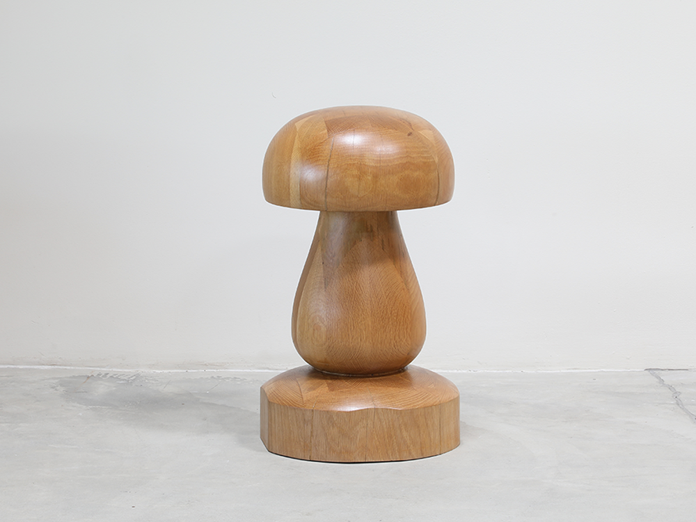 XL French Solid Oak Mushroom Sculpture c1970s