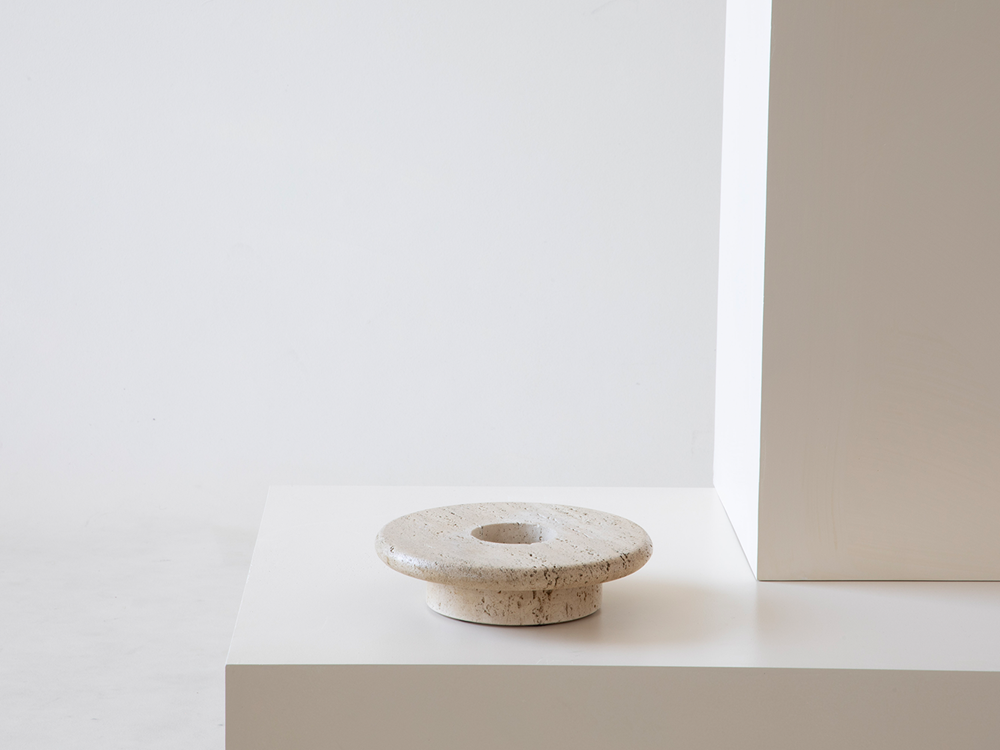 Italian Abstract Travertine Round Sculpture, c1970s