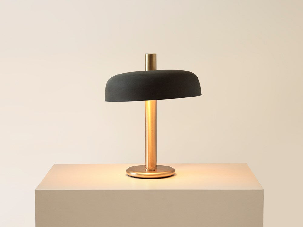 Hillebrand Brass Table Lamp with Shade, Germany