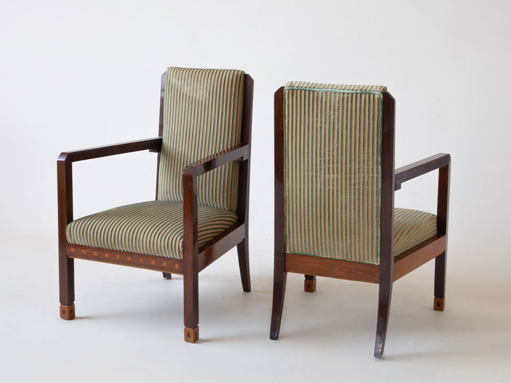 Pair of Italian Art Deco Armchairs, Italy c1930s