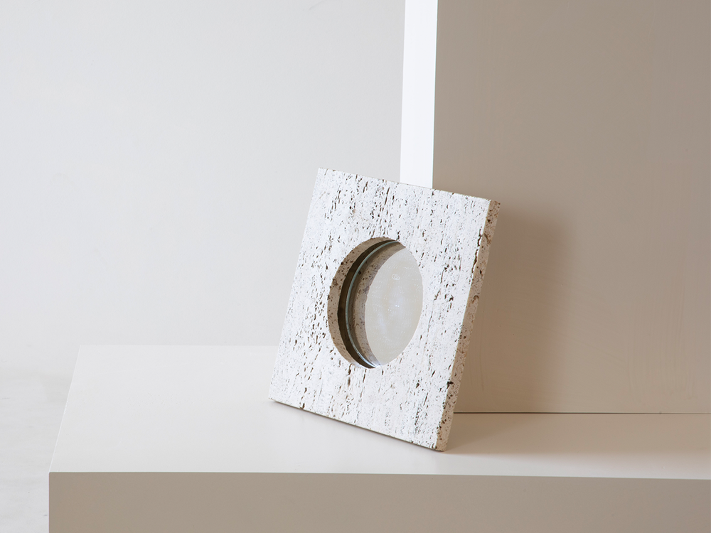Italian Abstract Travertine Square Sculpture, c1970s