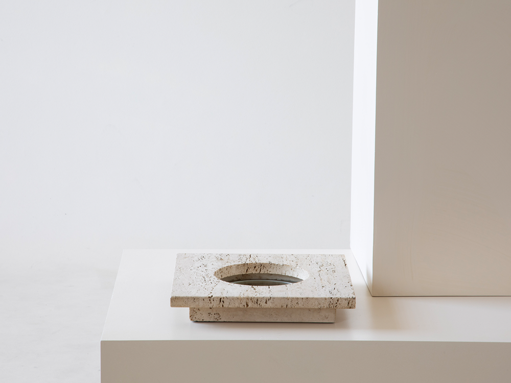 Italian Abstract Travertine Square Sculpture, c1970s