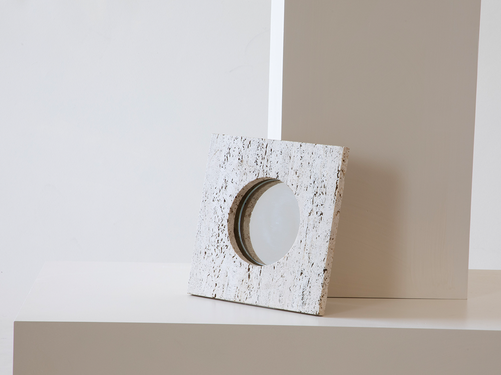 Italian Abstract Travertine Square Sculpture, c1970s