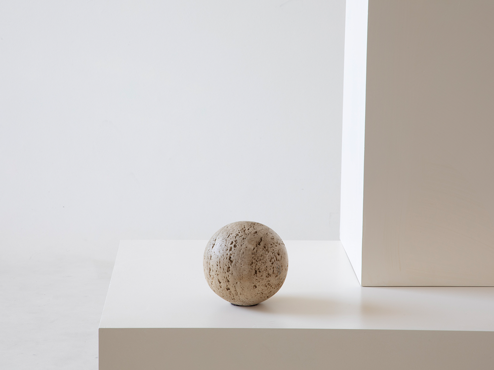 Italian Abstract Travertine Sphere Sculpture, c1970s