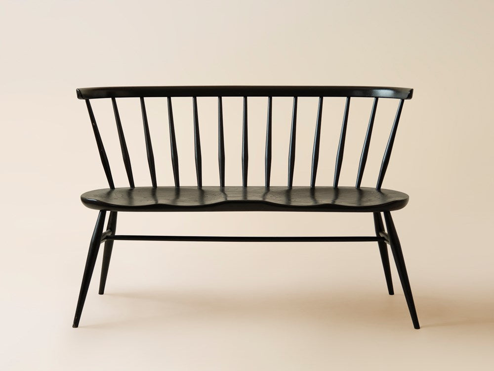 Ercol Spindle Bench in Ebonized Elm, United Kingdom c1960s