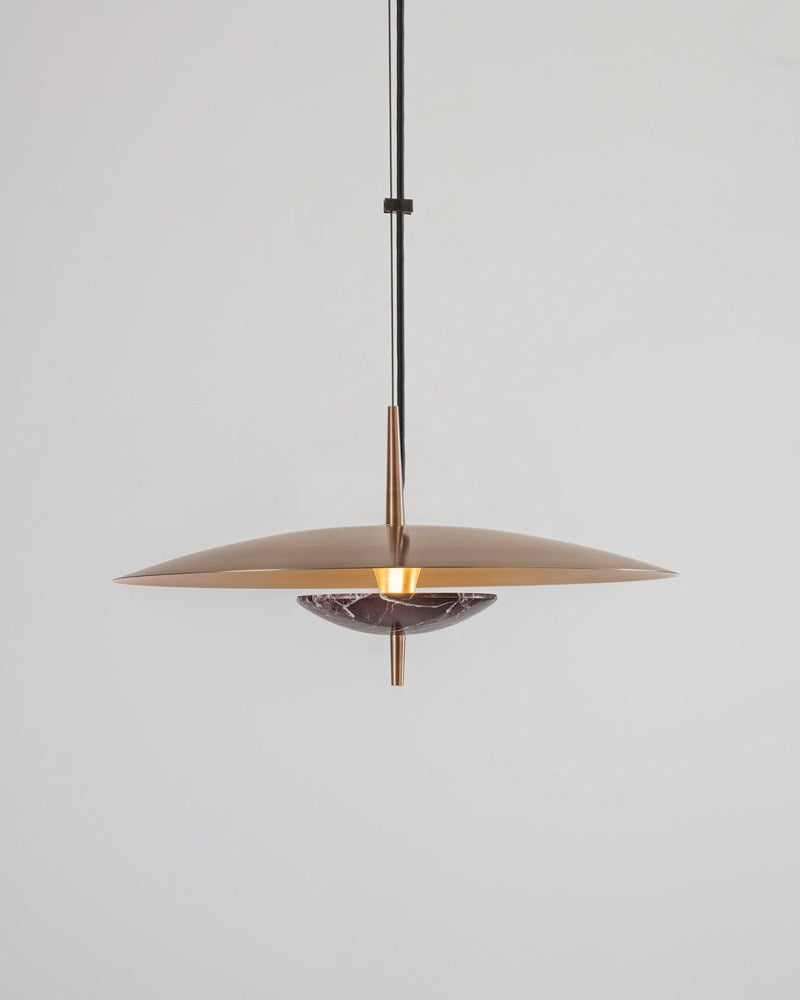Luna 450 Pendant in Antique Brass / Red Marble