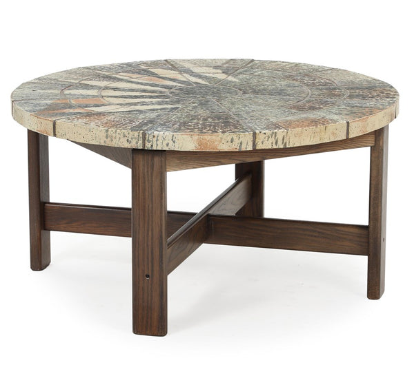Oak and Stoneware Tile Coffee Table of Danish Design