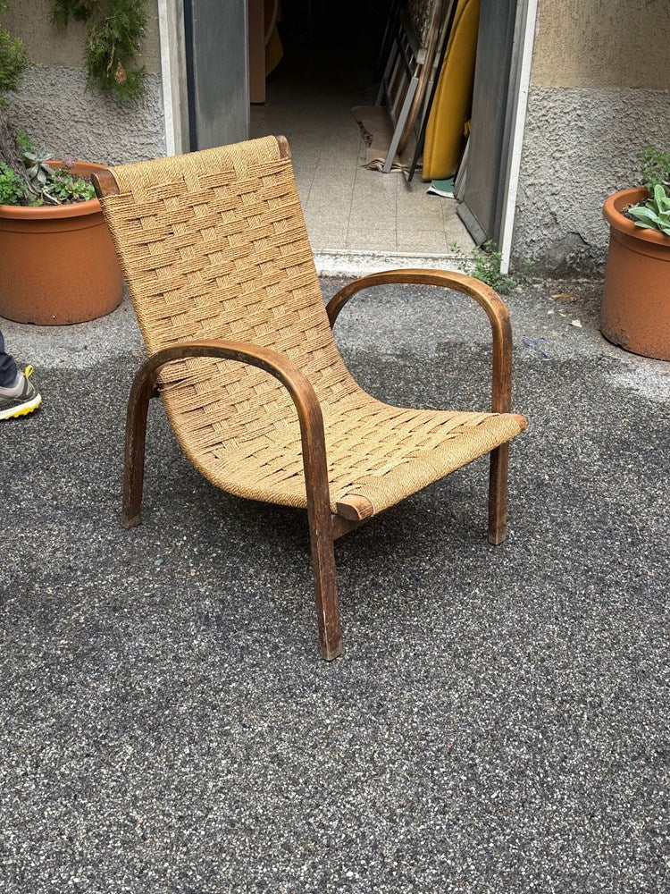 Italian Rope and Bent Wood Armchair