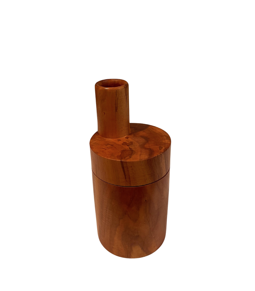 Carved Cherry Wood Canister