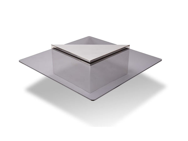 Cantilevered Glass and Polished Steel Coffee Table by Brueton