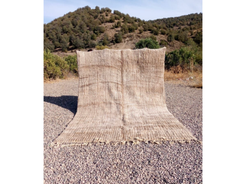 Beni Mrit Ivory Striped Moroccan Rug