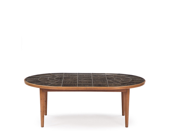 Coffee Table w/ Hand Decorated Tiles by Bjorn Wiinblad