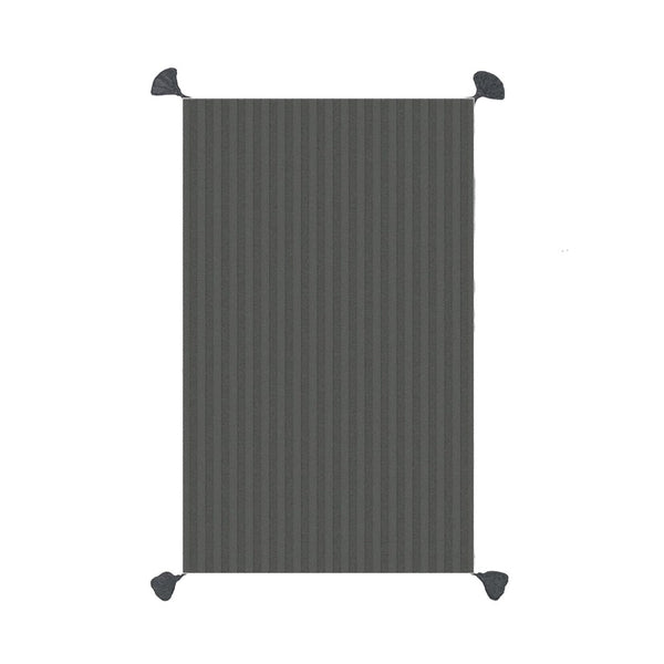 Ribbed Tassel Throw - Charcoal