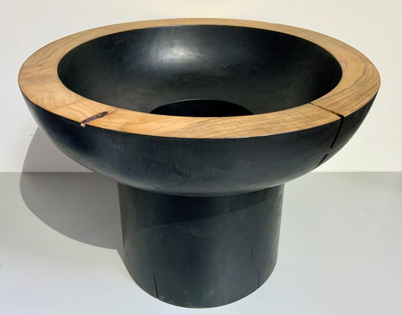 Carved Cypress Wood Vessel